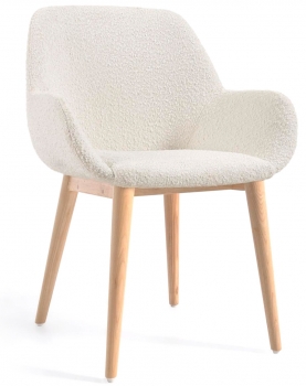 Стул с подлокотниками Konna 59X52X83 CM из белой ткани букле