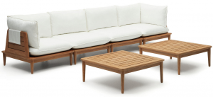 Комплект из модульного дивана и двух столиков из тика Portitxol 365X90X85 / 80X80X35 / 80X80X35 CM