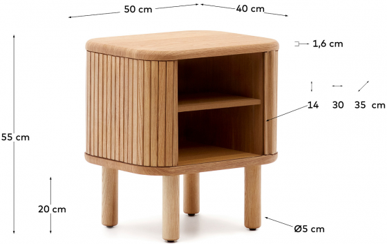 Прикроватная тумбочка Mailen 50X40X55 CM 3