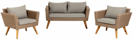 Комплект садовой мебели диван и два кресла Sumie 134X68X72 / 80X68X72 / 80X68X72 CM 1