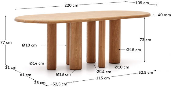 Овальный стол Mailen 220X105X77 CM 2
