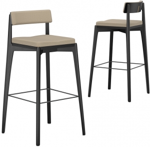 Набор из 2 барных стульев Aska 50X50X99 / 50X50X99 CM черно-бежевого цвета