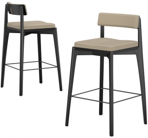 Набор из 2 полубарных стульев 49X49X89 / 49X49X89 CM Aska чёрно-бежевого цвета
