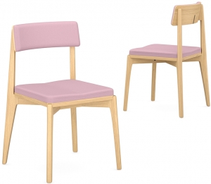 Набор из 2 стульев Aska 53X52X83 / 53X52X83 CM ясень/розовый