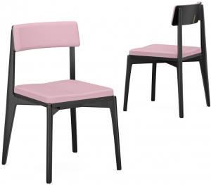 Набор из 2 стульев Aska 53X52X83 / 53X52X83 CM чёрный/розовый