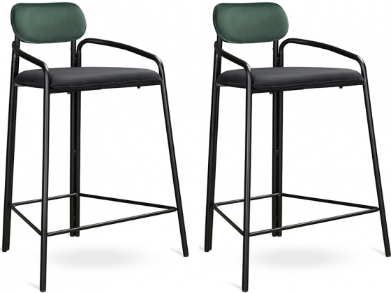 Набор из двух полубарных стульев Ror 53X60X80 / 53X60X80 CM тёмно-зеленого цвета 1