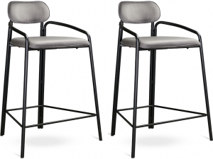 Набор из двух полубарных стульев Ror 53X60X80 / 53X60X80 CM серого цвета