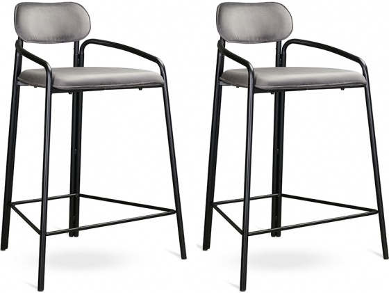 Набор из двух полубарных стульев Ror 53X60X80 / 53X60X80 CM серого цвета 1