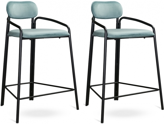Набор из двух полубарных стульев Ror 53X60X80 / 53X60X80 CM светло-бирюзового цвета 1