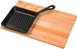 Сковорода чугунная на деревянной подставке 16X16 CM