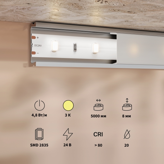 Светодиодная лента Base белая 5000 мм 2