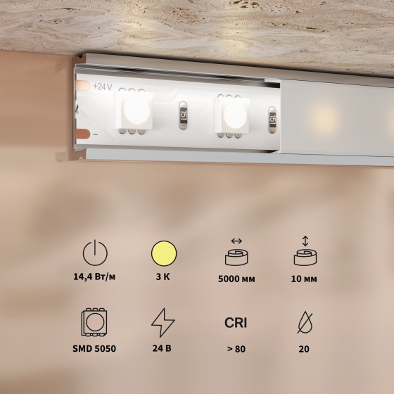 Светодиодная лента Базовая Белая 5000 мм 2