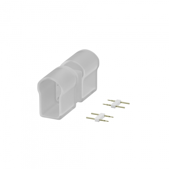 Двусторонний коннектор для гибкого неона 220В прозрачный 1