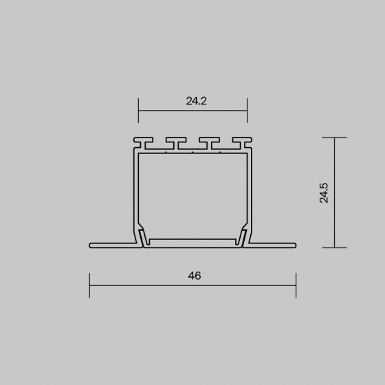Алюминиевый профиль встраиваемый 46x25 мм Серебро 6