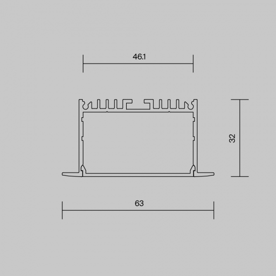 Встраиваемый профиль ALM-6332 Серебро 200 см 6