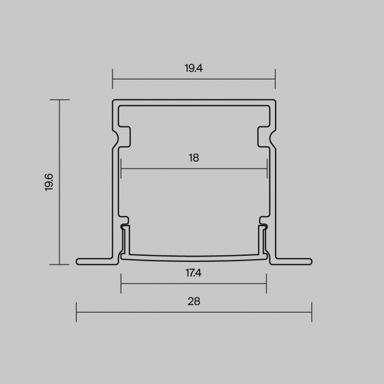 Алюминиевый профиль встраиваемый с накладным фланцем Серебро 2000 мм 2