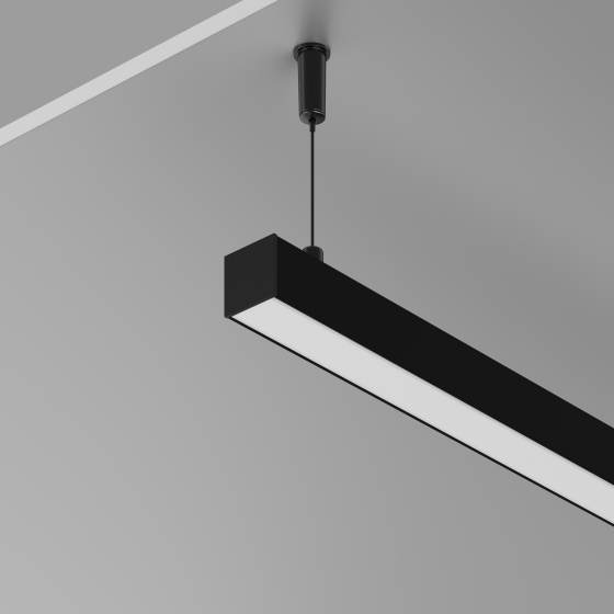 Алюминиевый профиль накладной-подвесной черный 200 см 7