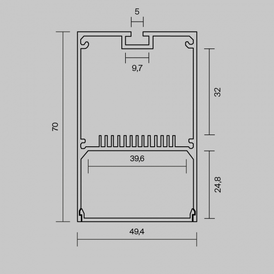 Профиль Накладной-подвесной Черный 50х70 6