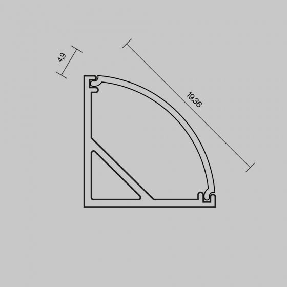 Рассеиватель для профиля ALM-1616R черный 2 м 2
