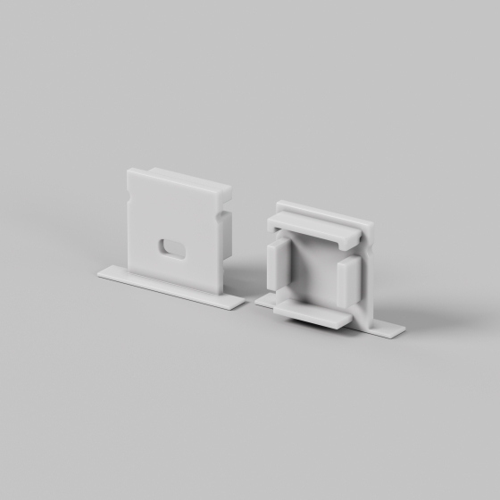 Комплектующие для профиля встраиваемый с накладным фланцем серые 2