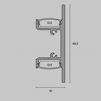 Алюминиевый профиль накладной 18x48 белый