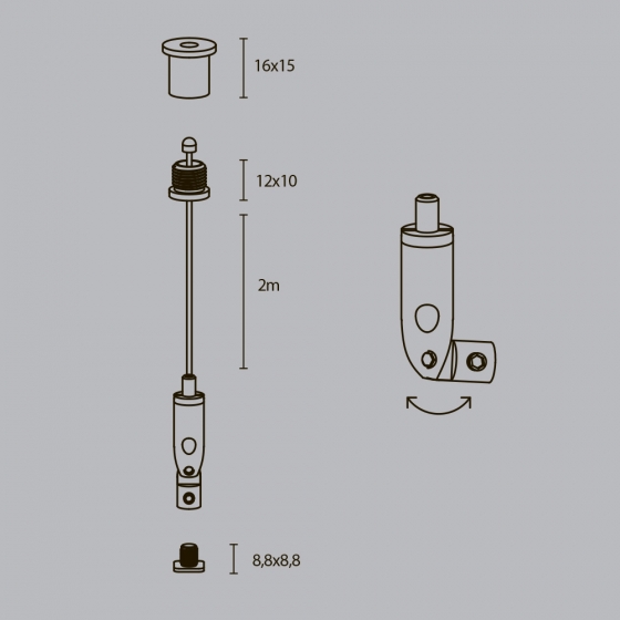Комплект подвесов Радиусный профиль Серебро, 200 см 2
