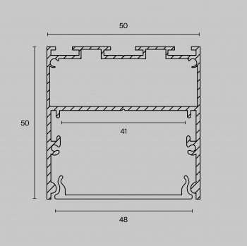 Алюминиевый профиль накладной-подвесной 50x50