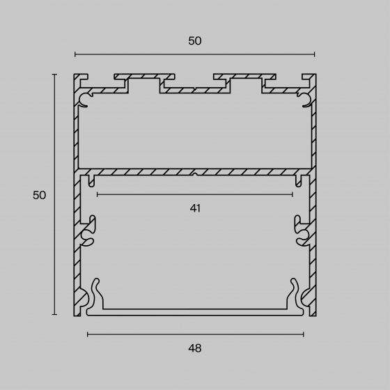 Алюминиевый профиль накладной-подвесной 50x50 3