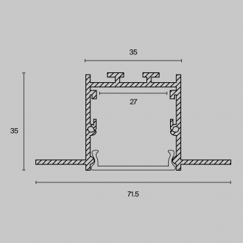Профиль встраиваемый скрытого монтажа 71x35 серебро