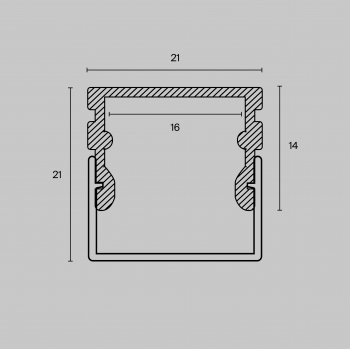 Алюминиевый профиль накладной 21x21