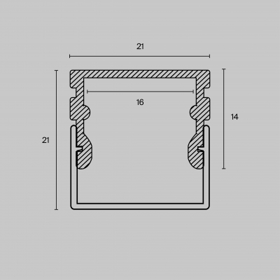 Алюминиевый профиль накладной 21x21 3