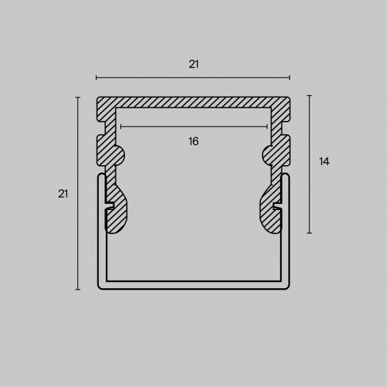 Алюминиевый профиль накладной 21x21 3