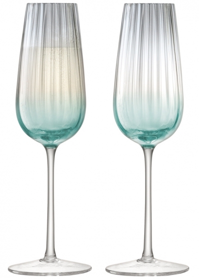 Набор из 2 бокалов-флейт для шампанского Dusk 250 ml зелёный-серый 1