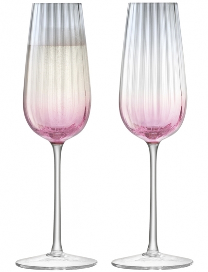 Набор из 2 бокалов-флейт для шампанского Dusk 250 ml розовый-серый 1