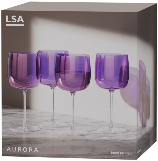 Набор из четырёх бокалов для вина Aurora 450 ml фиолетового цвета 7
