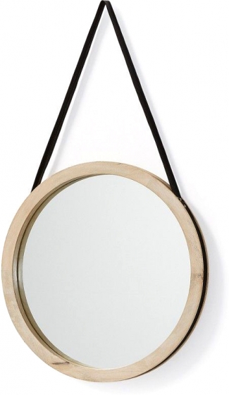 Круглое зеркало на ремне в раме из манго Gyda Ø40 CM 1