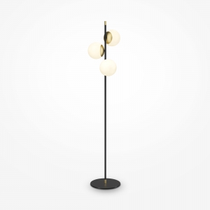 Торшер Nostalgia черный и золотой, 3 плафона