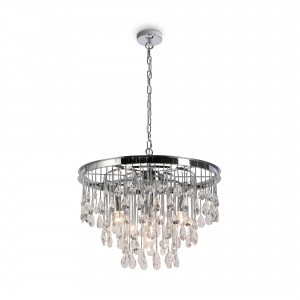 Подвесной светильник Linn хрустальный, хром, 5 плафонов