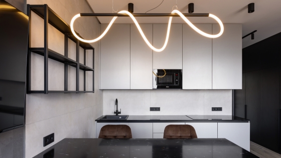 Подвесной светильник Tau черный, белый абажур 3