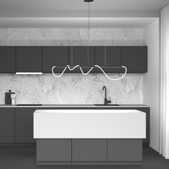 Подвесной светильник Tau черный, белый абажур 16