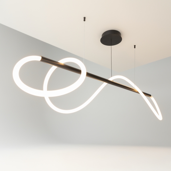 Подвесной светильник Tau черный, белый абажур 9