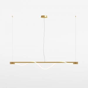 Подвесной светильник Tau золотой, текстильный абажур