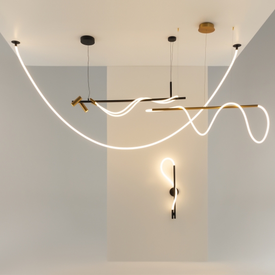 Подвесной светильник Tau черный и золотой 9