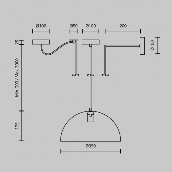 Подвесной светильник Modern черный 350 мм 20