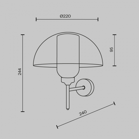 Настенный светильник Memory с прозрачным абажуром черный 9