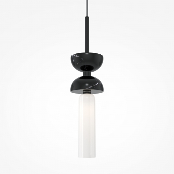 Подвесной светильник Kyoto черный, белый стеклянный абажур 15