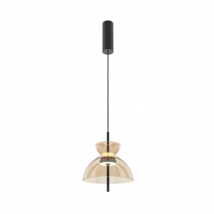 Подвесной светильник Bangkok черный, коньячный абажур