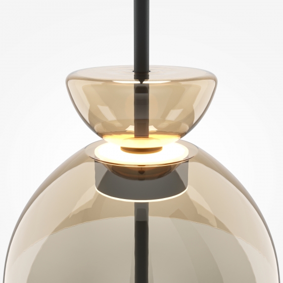 Подвесной светильник Bangkok черный, коньячный абажур 6