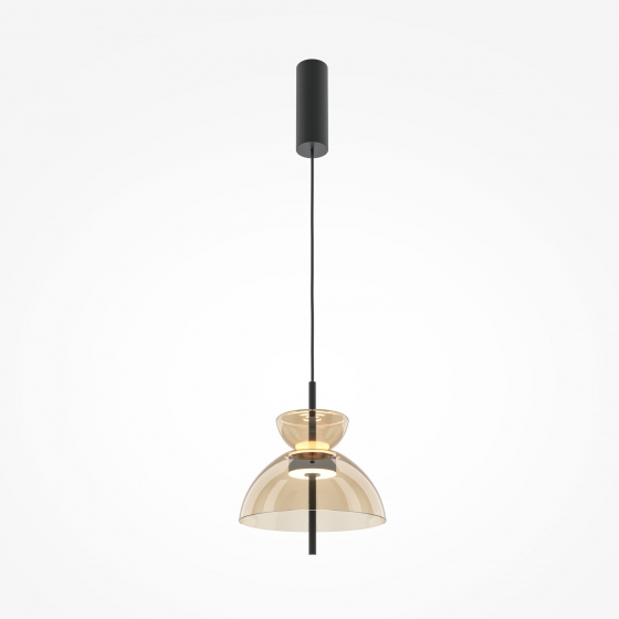 Подвесной светильник Bangkok черный, коньячный абажур 5