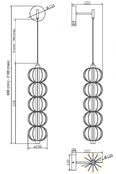 Настенный светильник Golden Cage 14X22X70 CM 9